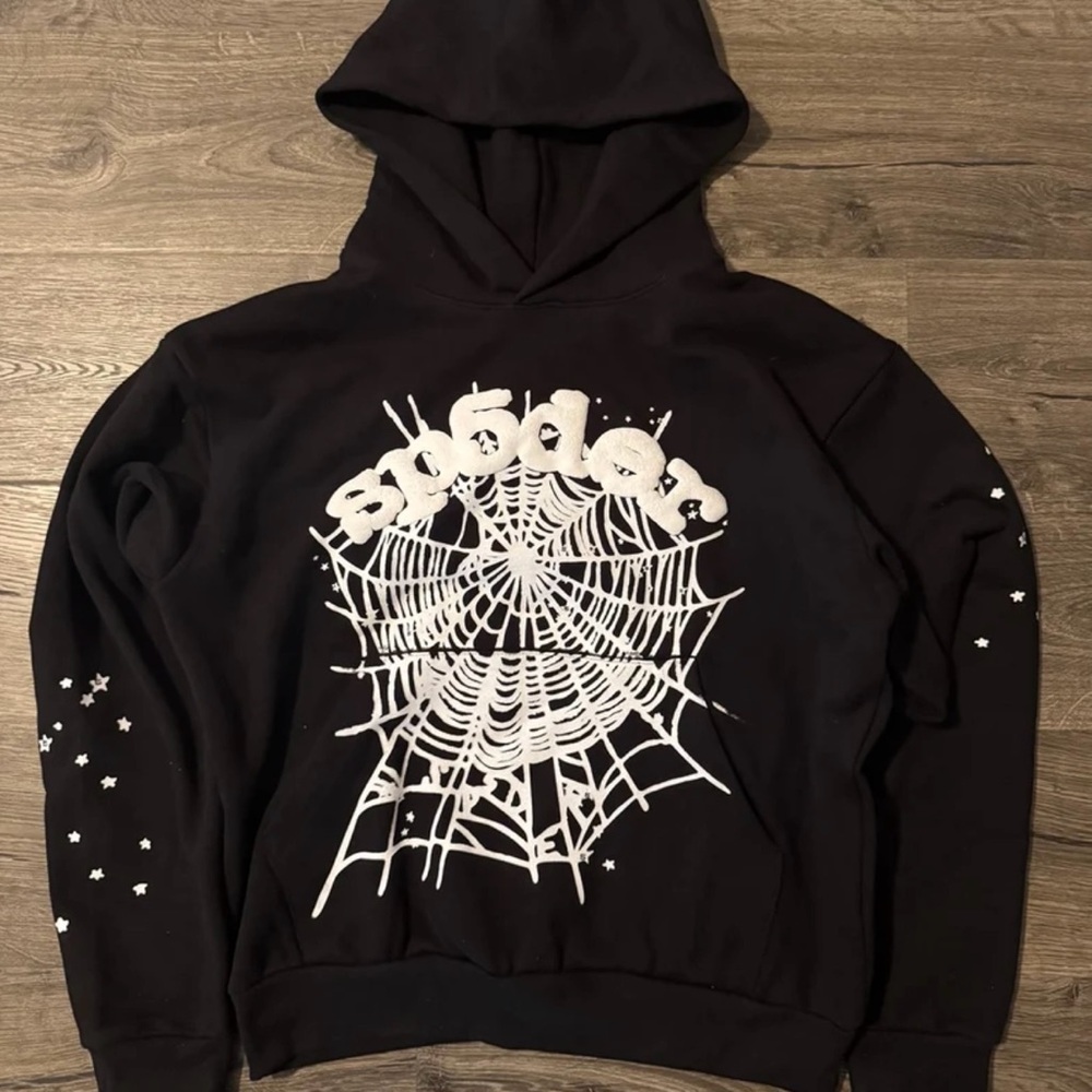Sp5der OG Web Black and White Hoodie Sweatshirt